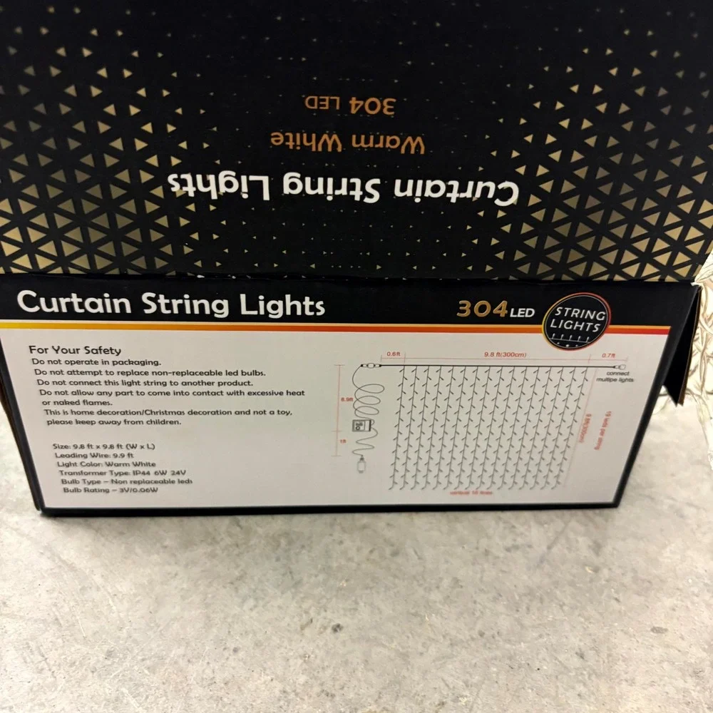 MAGGIFT 304 LED Curtain String Lights Warm White 9.8x9.8' 8 Modes Indoor Outdoor